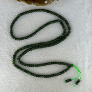Type A Lao Keng Dark Spicy Green Jadeite Beads Necklace 30.94g 64cm 5.0nn 210 Beads - Huangs Jadeite and Jewelry Pte Ltd
