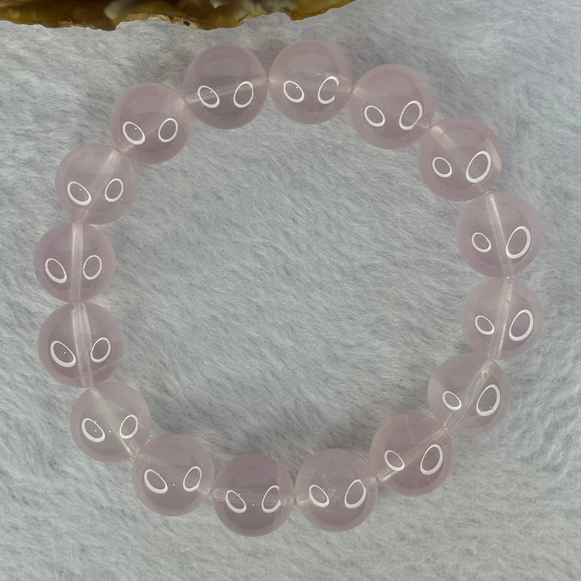 Natural Rose Quartz Beads Bracelet 天然玫瑰石英珠手链 52.64g 18.5cm 13.8mm 16 Beads - Huangs Jadeite and Jewelry Pte Ltd