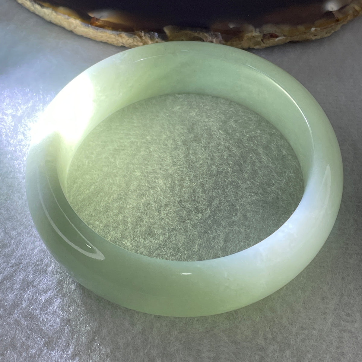 Certified Natural Type A Light Green Jadeite Bangle | (71.72g | 54.8mm Inner Diameter | 16.2mm Wide x 8.9mm | Perfect | Radiance, Steady Wealth "Zheng Cai" Anchor & Feng Shui Prosperity Catalyst) - Huangs Jadeite and Jewelry Pte Ltd