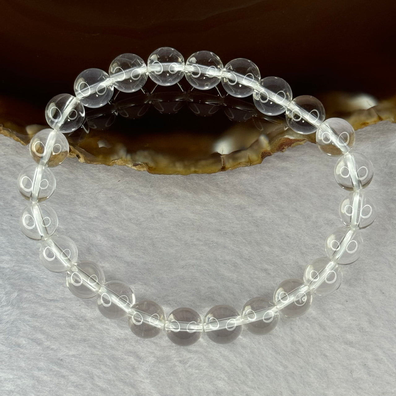 Natural Clear Quartz Bracelet 天然白水晶手链 18.79g 16.5cm 8.4mm 24 Beads - Huangs Jadeite and Jewelry Pte Ltd