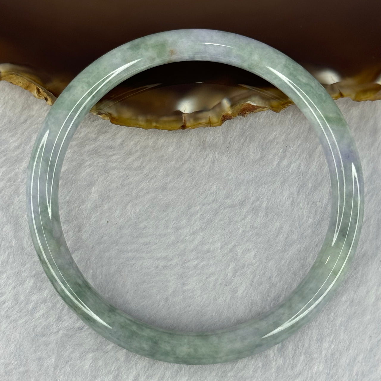 Type A Green and Lavender Jadeite Bangle 26.94g Internal Diameter 59.4mm 7.4 by 7.2mm (Internal Lines) - Huangs Jadeite and Jewelry Pte Ltd