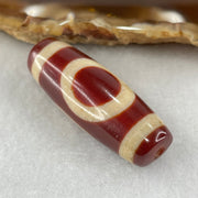 Natural Powerful Tibetan Old Oily Red White Agate One Eye Fire Sign Dzi Bead Heavenly Master (Tian Zhu) 一眼火天珠 10.52g 38.0 by 13.3mm - Huangs Jadeite and Jewelry Pte Ltd