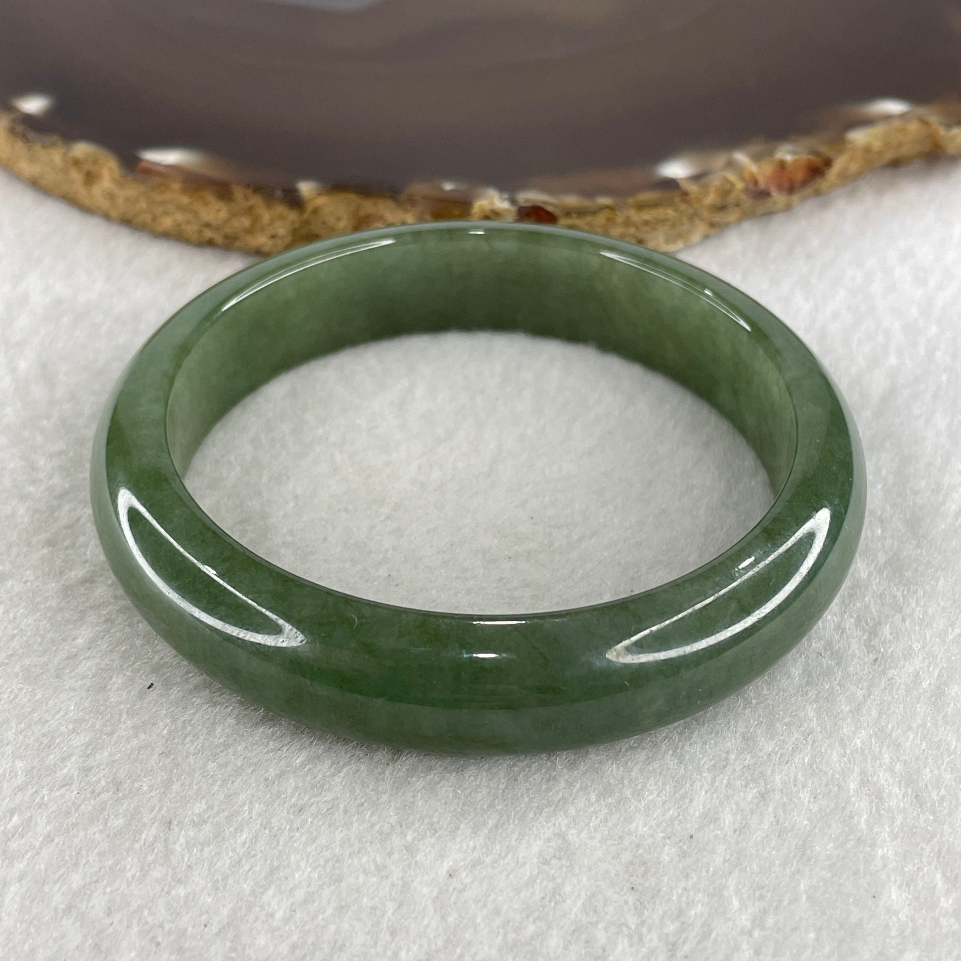 Certified Type A Green Jade Jadeite Bangle 274.22ct 54.84g Inner Diameter 58.05mm Thickness 13.3 by 7.8mm (Perfect) with NGI Cert - Huangs Jadeite and Jewelry Pte Ltd