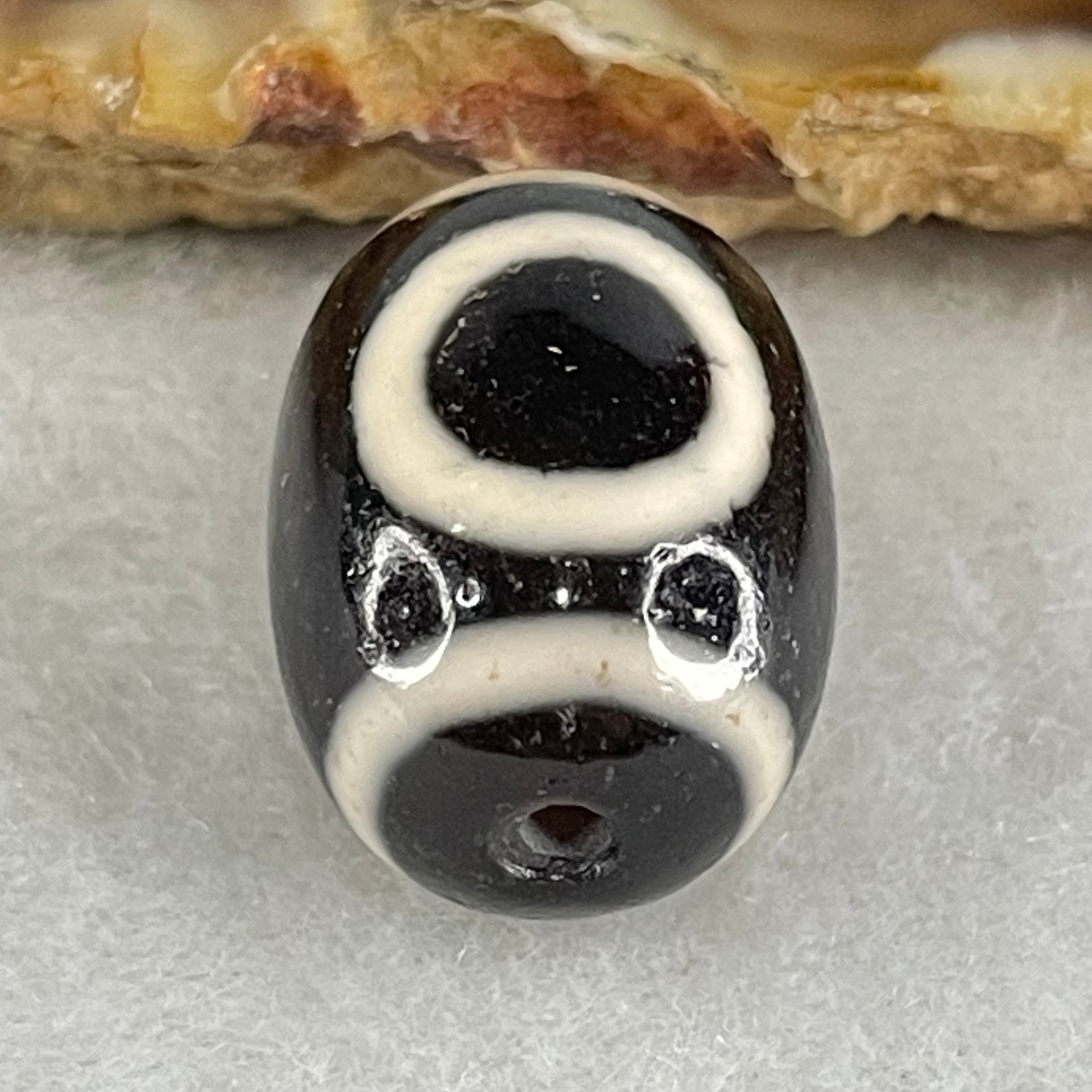 Natural Powerful Tibetan Old Oily Agate 1 Eye With Swastika Dzi Bead (Hotu Dzi) 4.46g 17.4 by 12.9mm - Huangs Jadeite and Jewelry Pte Ltd