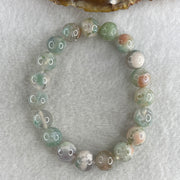 Natural Green with Pinkish Flower Agate Beads Bracelet 30.04g 16.5cm 10.8mm 19 Beads - Huangs Jadeite and Jewelry Pte Ltd