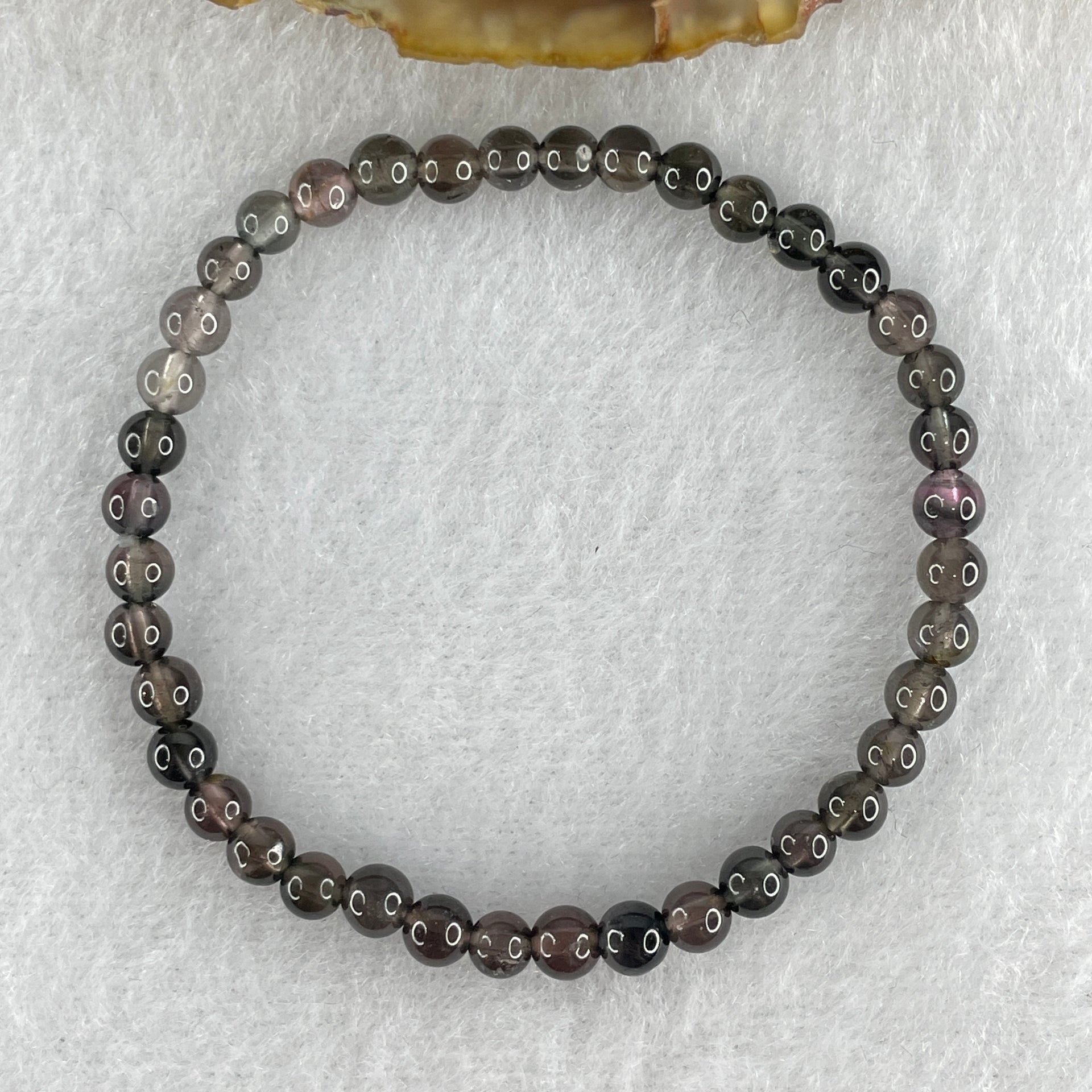 Very Good Grade Natural Purplish Black Tourmaline Crystal Bracelet 4.45g 13.5cm 4.4mm 41Beads - Huangs Jadeite and Jewelry Pte Ltd