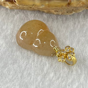 Type A Semi Icy Reddish Brown Jadeite Hulu and Diamonds in 18K Rose Gold Pendant 1.98g 14.8 by 11.0 by 6.3mm - Huangs Jadeite and Jewelry Pte Ltd