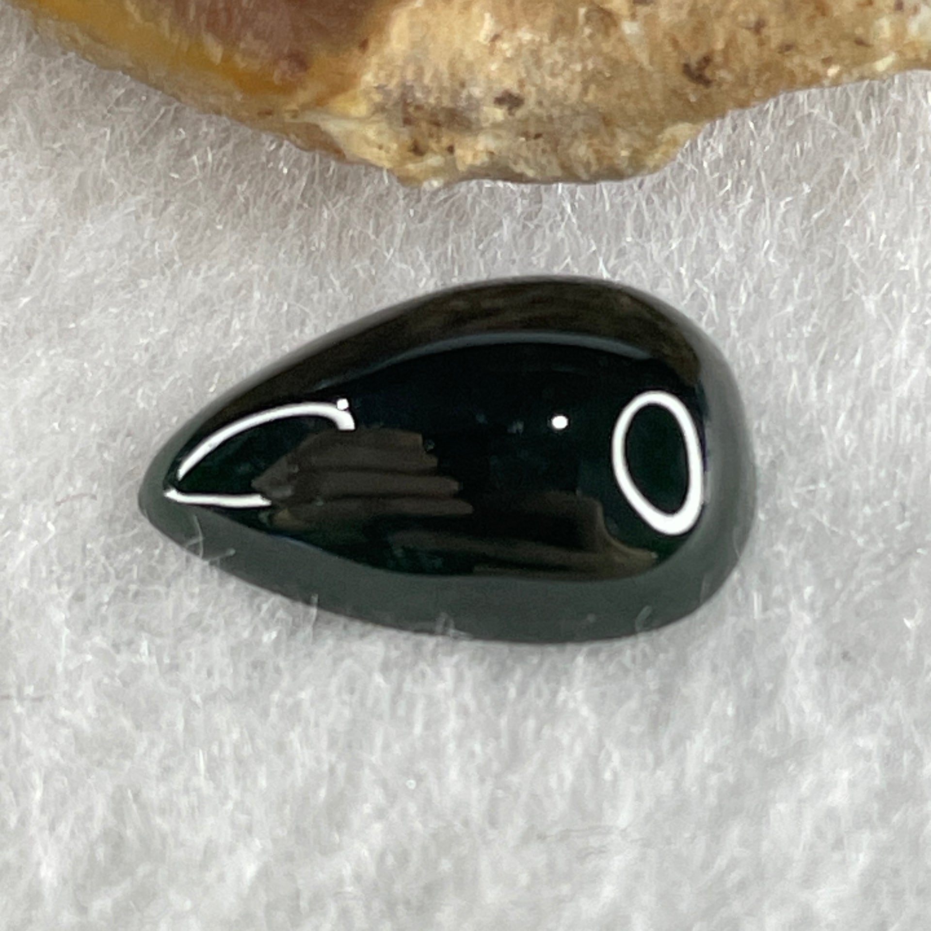 Type A Translucent Black Omphacite Jadeite Tear Drop Cabouchon Stone For Setting 0.87g 14.2 by 8.3 by 4.6mm - Huangs Jadeite and Jewelry Pte Ltd