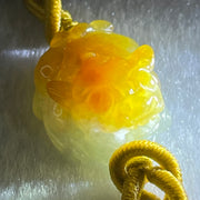 Type A Yellow with Faint Green Lavender Jadeite Male Pixiu String Bracelet 5.58g 13.5cm 20.6 by 15.7 by 10.8mm - Huangs Jadeite and Jewelry Pte Ltd