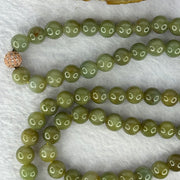 Type A Green with Yellow Jadeite Beads Necklace 72.55g 60cm 8.3mm 78 Beads - Huangs Jadeite and Jewelry Pte Ltd