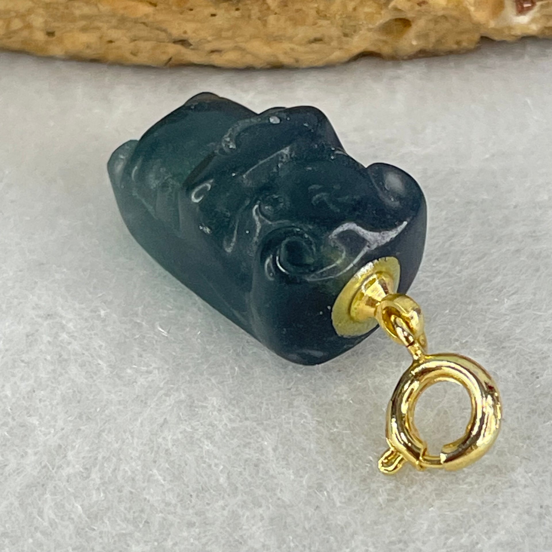 Natural Purple and Green Fluorite Ox Charm Pendant 4.00g 17.3 by 10.8 by 9.8mm - Huangs Jadeite and Jewelry Pte Ltd