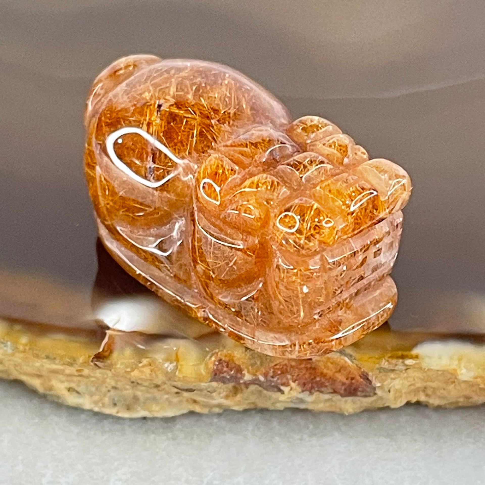 Good Grade Natural Copper Rutilated Quartz Pixiu Pendant Charm 13.90g 29.9 by 17.1 by 15.4mm - Huangs Jadeite and Jewelry Pte Ltd