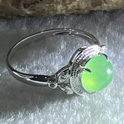 Type A Icy Light Intense Green Jadeite with Diamonds in 18K White Gold Ring 1.91g 7.3 by 4.0mm US6.7 HK14.8 - Huangs Jadeite and Jewelry Pte Ltd