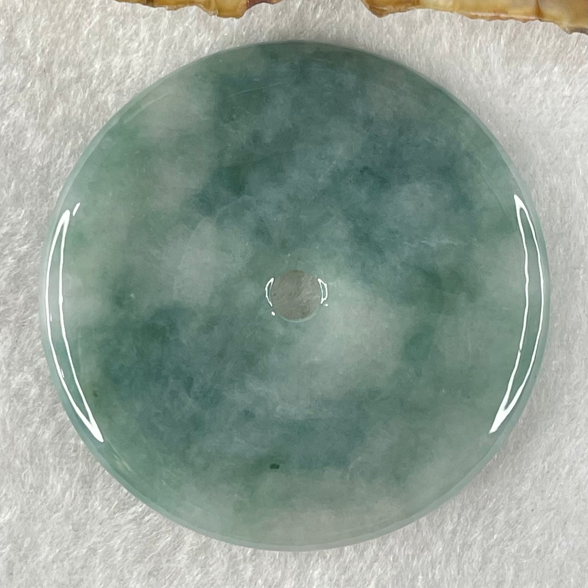 Type A Intense Blueish Green with Lavender Jadeite Ping An Kou Pendant 29.91g 49.8 by 5.5mm - Huangs Jadeite and Jewelry Pte Ltd