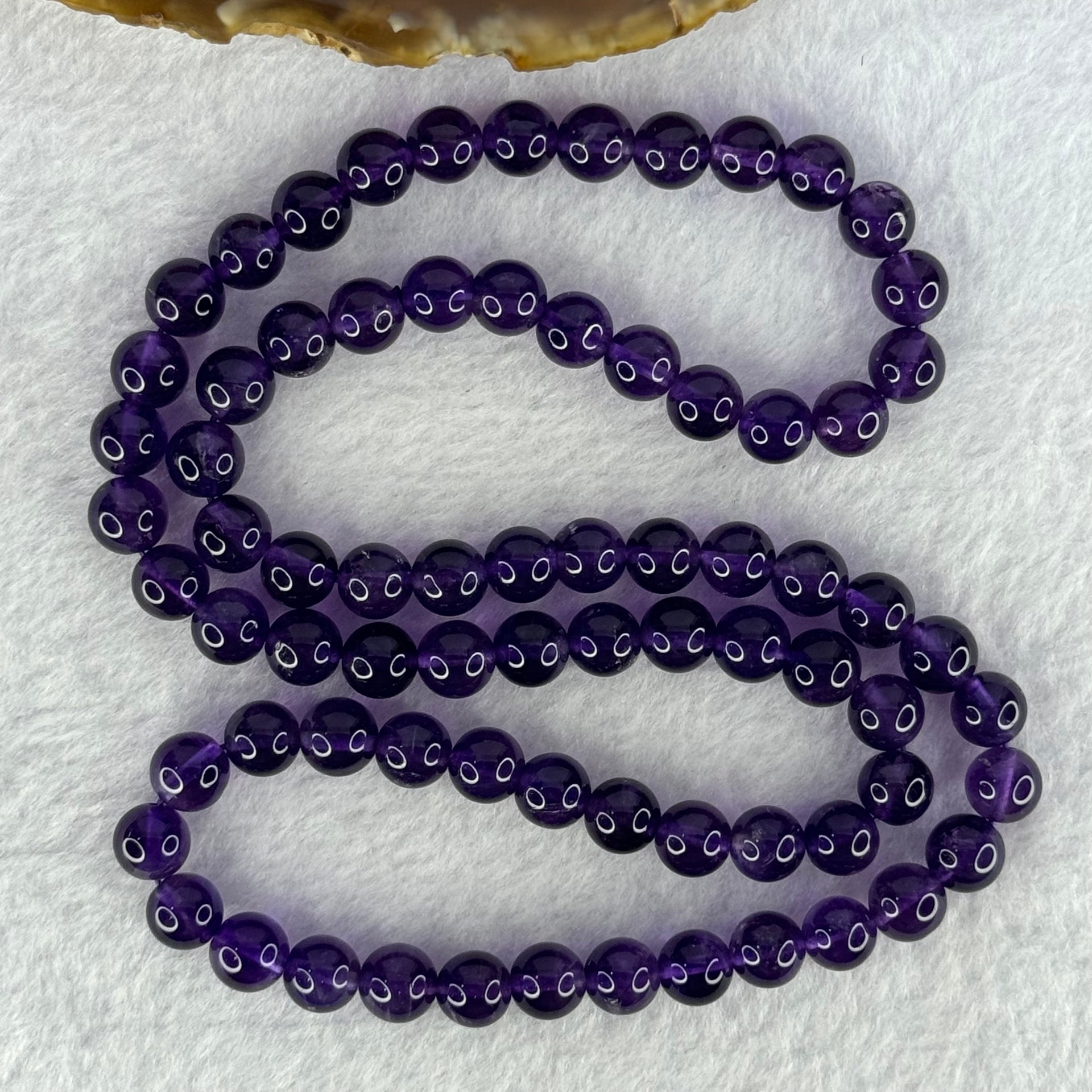Good Grade Natural Amethyst Necklace 46.18g 53cm 7.8mm 75 Beads - Huangs Jadeite and Jewelry Pte Ltd