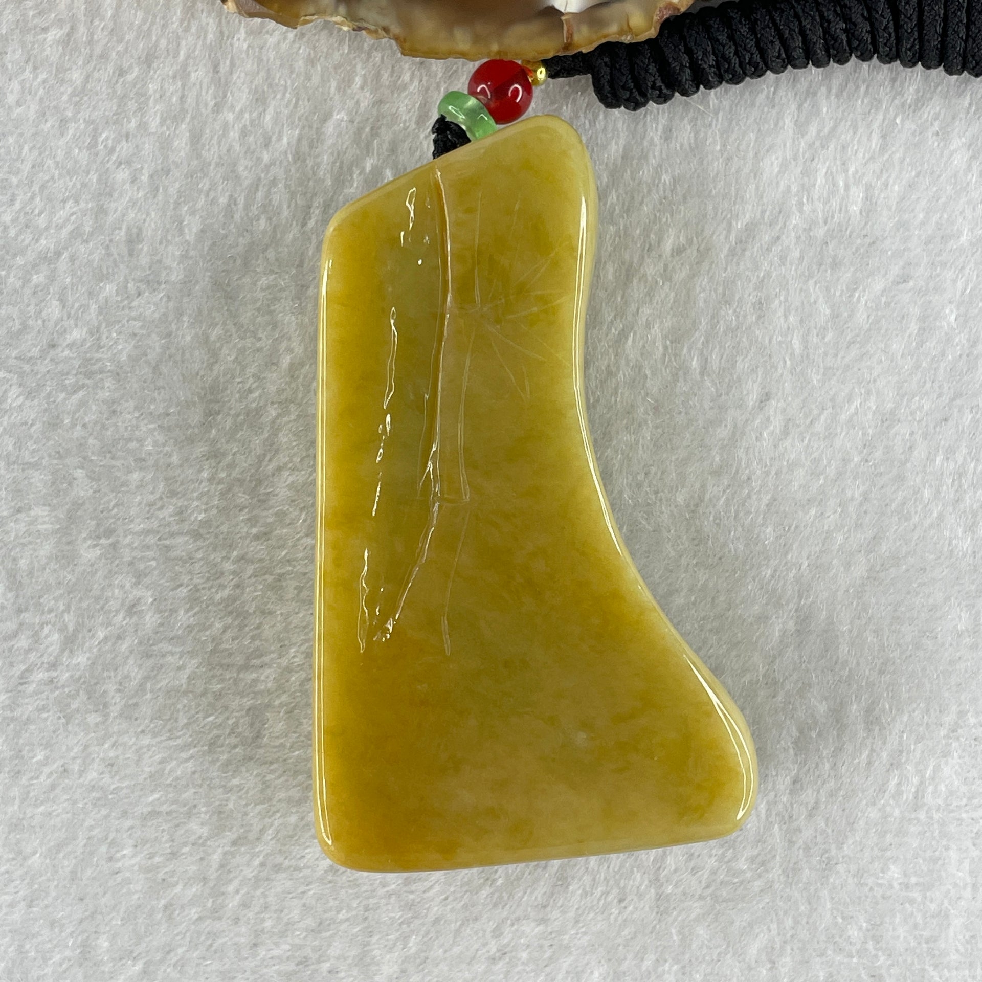 Natural Type A Yellow Jadeite Shan Shui Scenic with Gui Ren Benefactor 99.67g 66.1 by 39.8 by 17.2mm (Burned) - Huangs Jadeite and Jewelry Pte Ltd