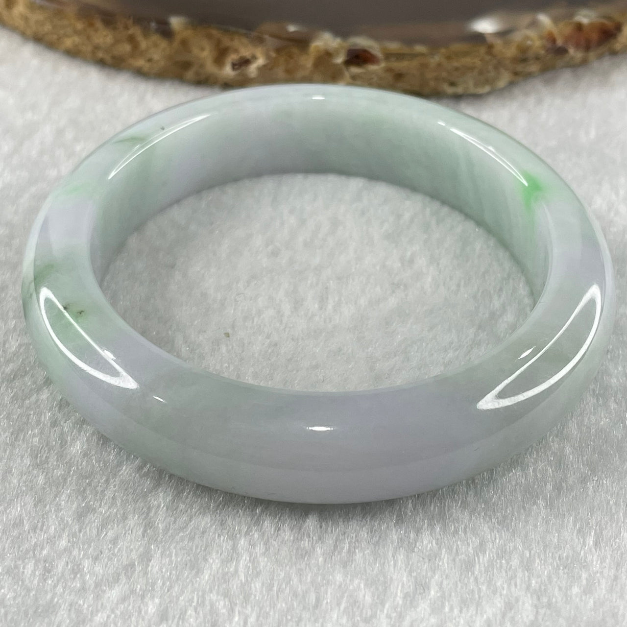 Type A Faint Lavender Green with Green Piao Hua Jadeite Bangle 48.66g Internal Diameter 51.2mm 11.9 by 8.7mm (Internal Lines) - Huangs Jadeite and Jewelry Pte Ltd