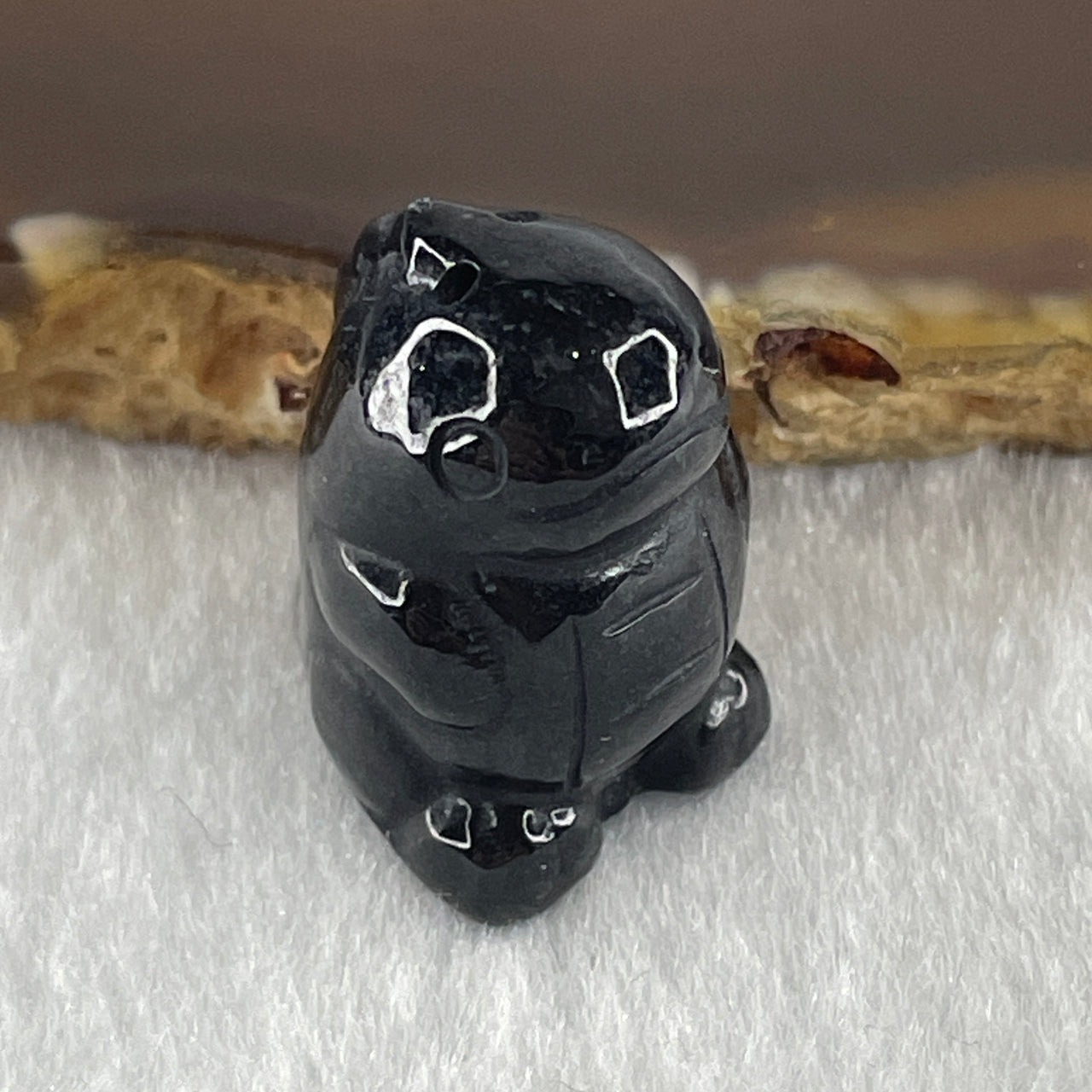 Type A Opaque Black Omphacite Dinosaurs Pendant Charm 9.41g 21.3 by 14.7 by 16.2mm - Huangs Jadeite and Jewelry Pte Ltd