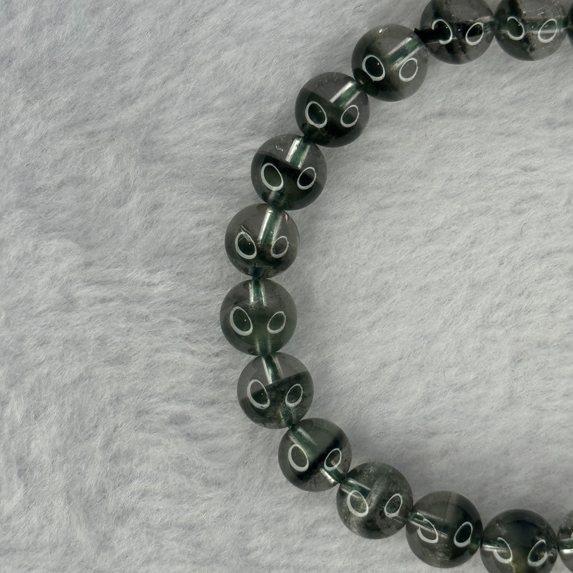 Very Good Grade Natural Green Phantom Quartz Beads Bracelet 18.44g 16.5cm 8.3mm 24 Beads - Huangs Jadeite and Jewelry Pte Ltd
