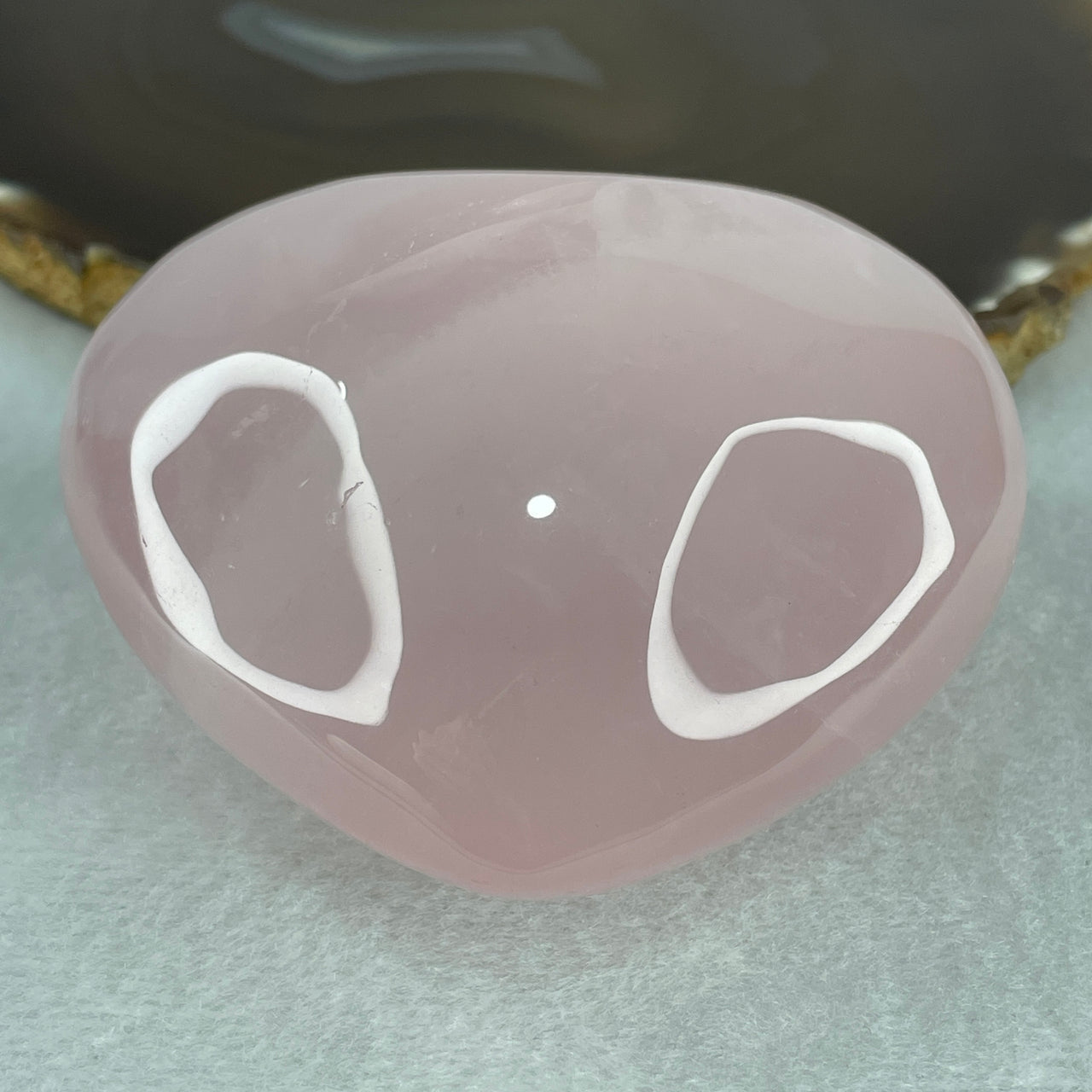 Above Average Grade Natural Rose Quartz Heart Shape Display 324.65g 75.0 by 88.0 by 44.6mm