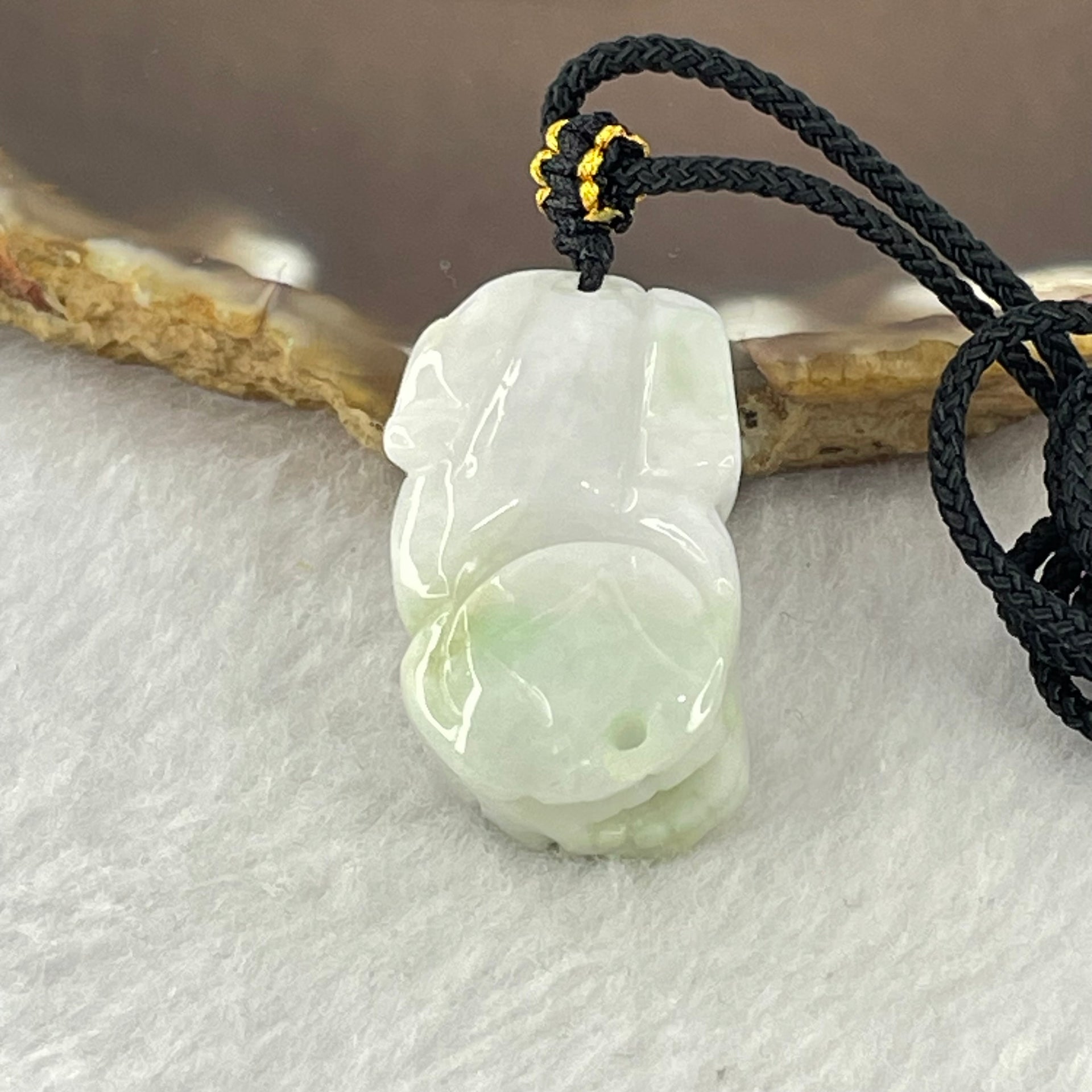Type A Green and Lavender Jadeite Pixiu Necklace 14.48g 30.7 by 17.5 by 11.5mm - Huangs Jadeite and Jewelry Pte Ltd