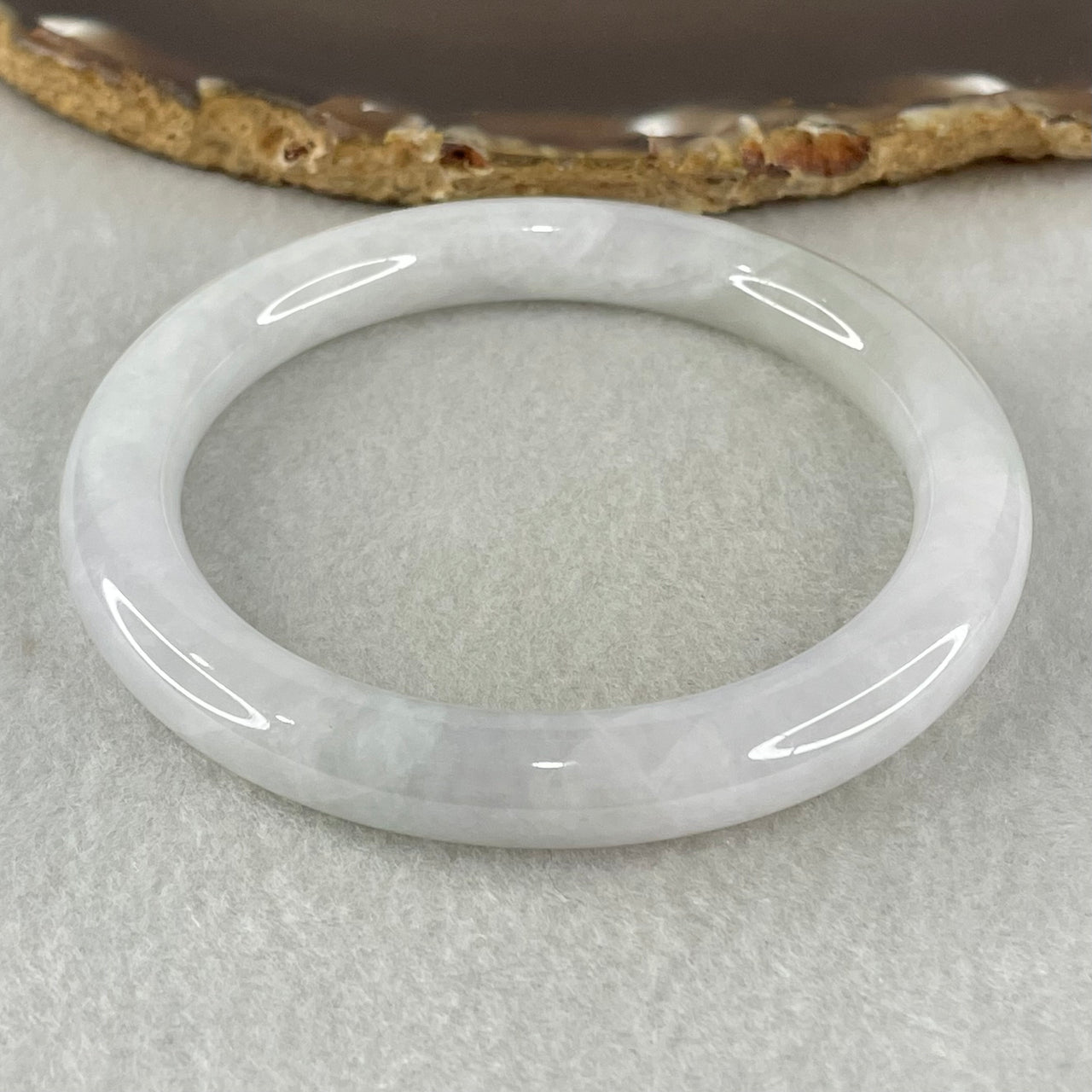 Type A Faint Lavender and Light Green Jadeite Bangle 46.97g Inner Diameter 58.0mm 9.1 by 9.7mm (Internal Lines) - Huangs Jadeite and Jewelry Pte Ltd