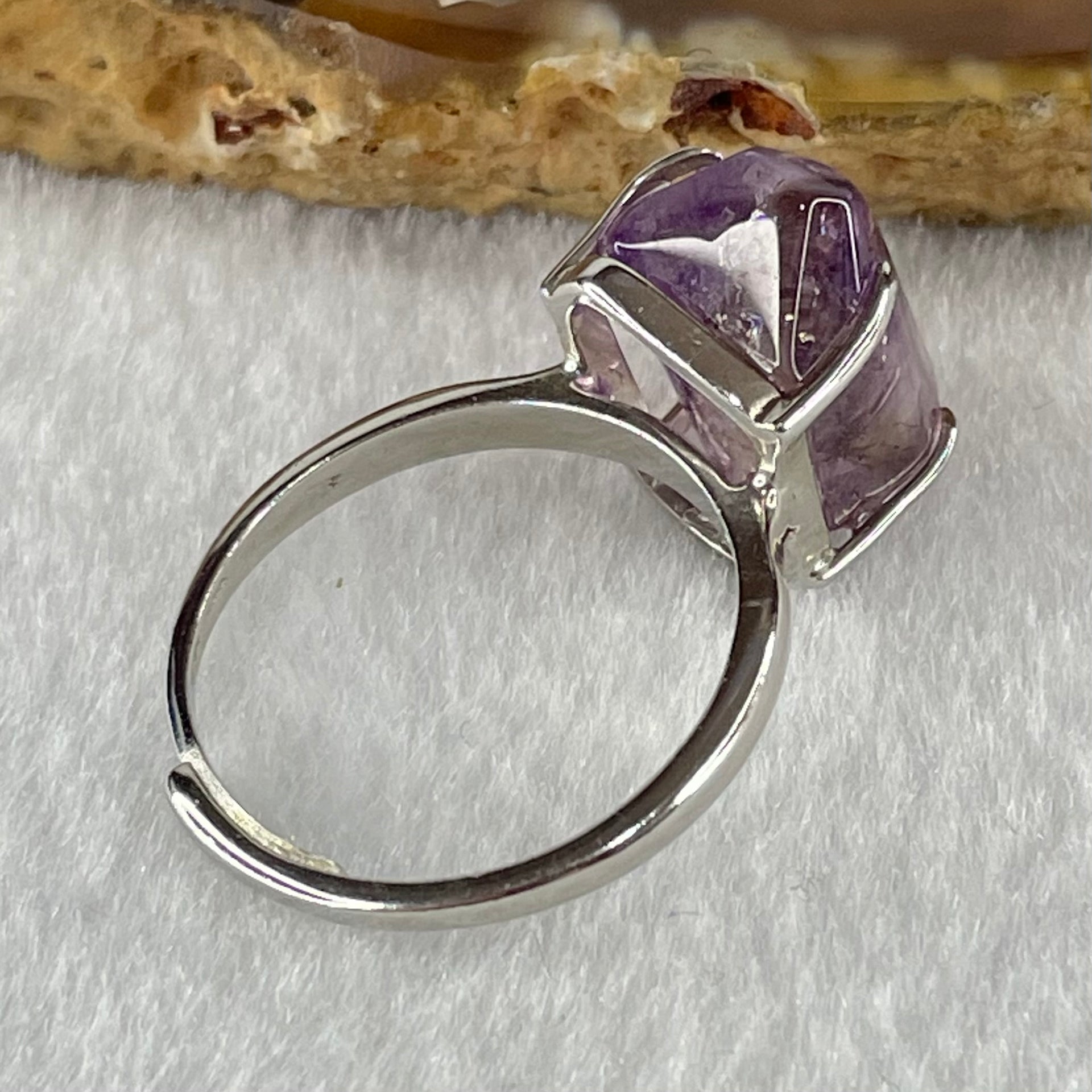 Natural Super 7 in S925 Sliver Ring (Adjustable Size) 3.77g 13.6 by 10.0 by 7.7mm - Huangs Jadeite and Jewelry Pte Ltd