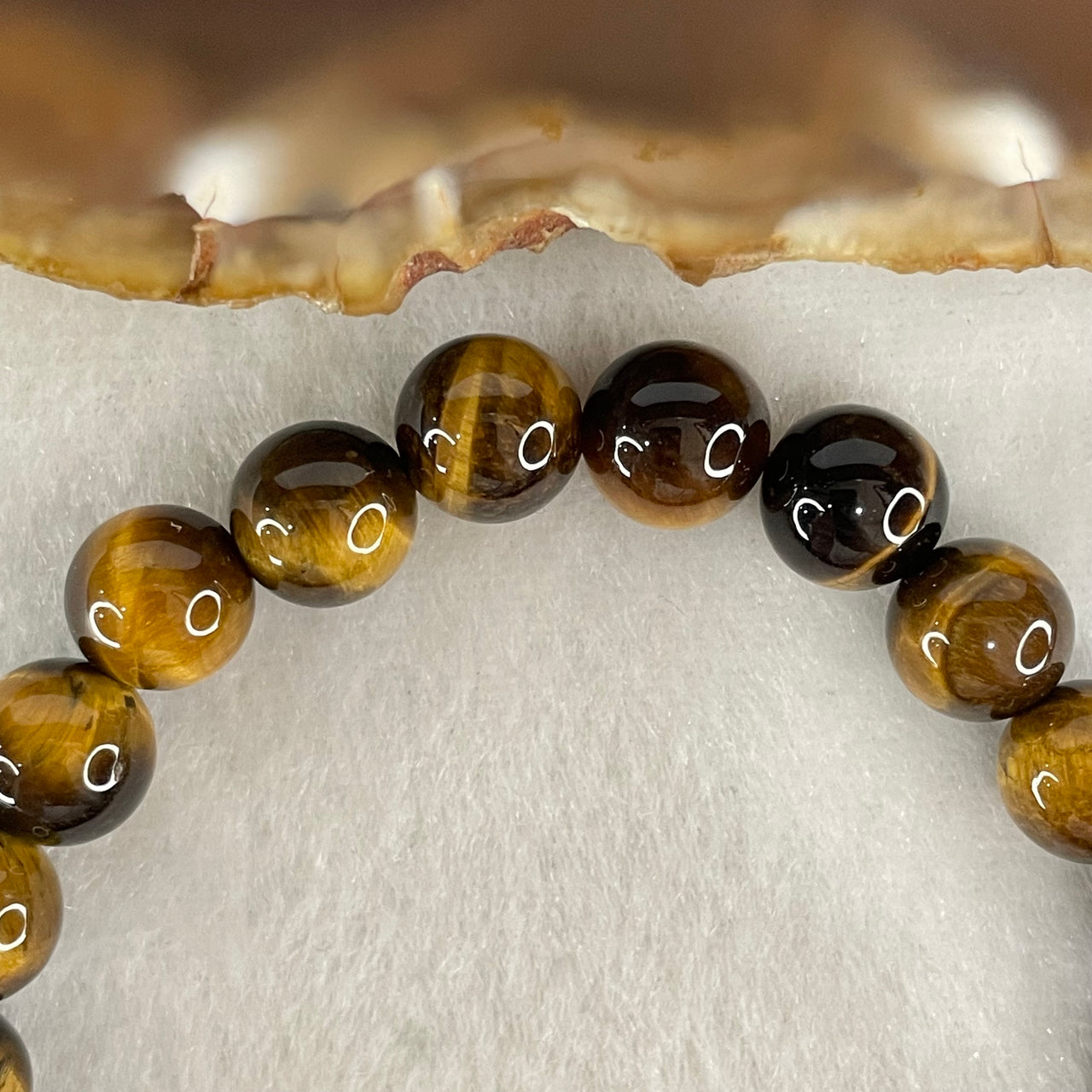 Natural Yellow Tiger's Eye Quartz Beads Bracelet 18.23g 15.5cm 8.5mm 23 Beads - Huangs Jadeite and Jewelry Pte Ltd