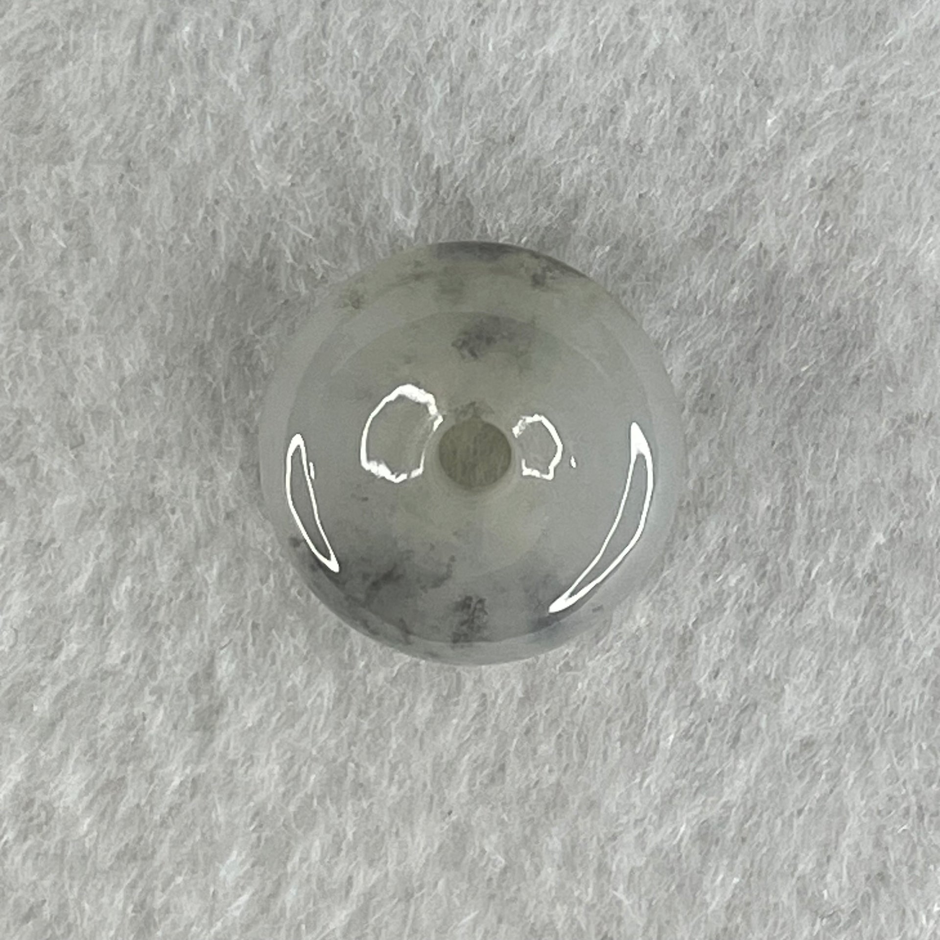 Type A Wuji Grey Jadeite Ping An Kou Donut Charm Pendant 3.32g 15.2 by 6.8mm - Huangs Jadeite and Jewelry Pte Ltd