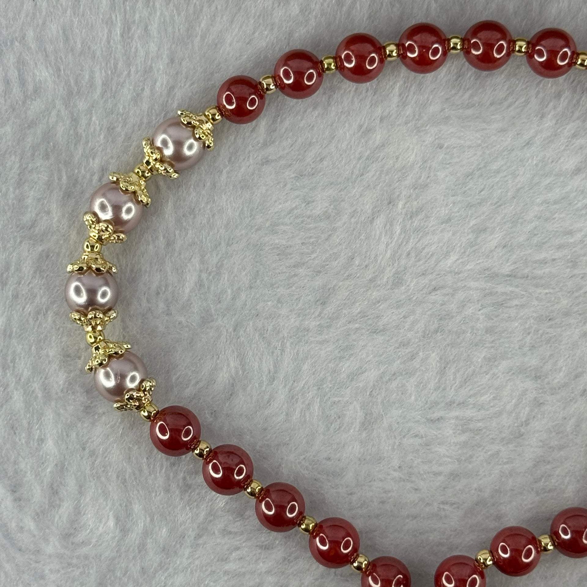 Natural Red Cinnabar Beads Princess Handphone Charm 25.90g 12.2mm - Huangs Jadeite and Jewelry Pte Ltd