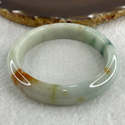 Type A Natural Light Green with Spicy Green and Brownish Patches Jadeite Bangle 55.09g Inner Diameter 57.5mm 12.7 by 9.0mm (Slight External Rough) - Huangs Jadeite and Jewelry Pte Ltd