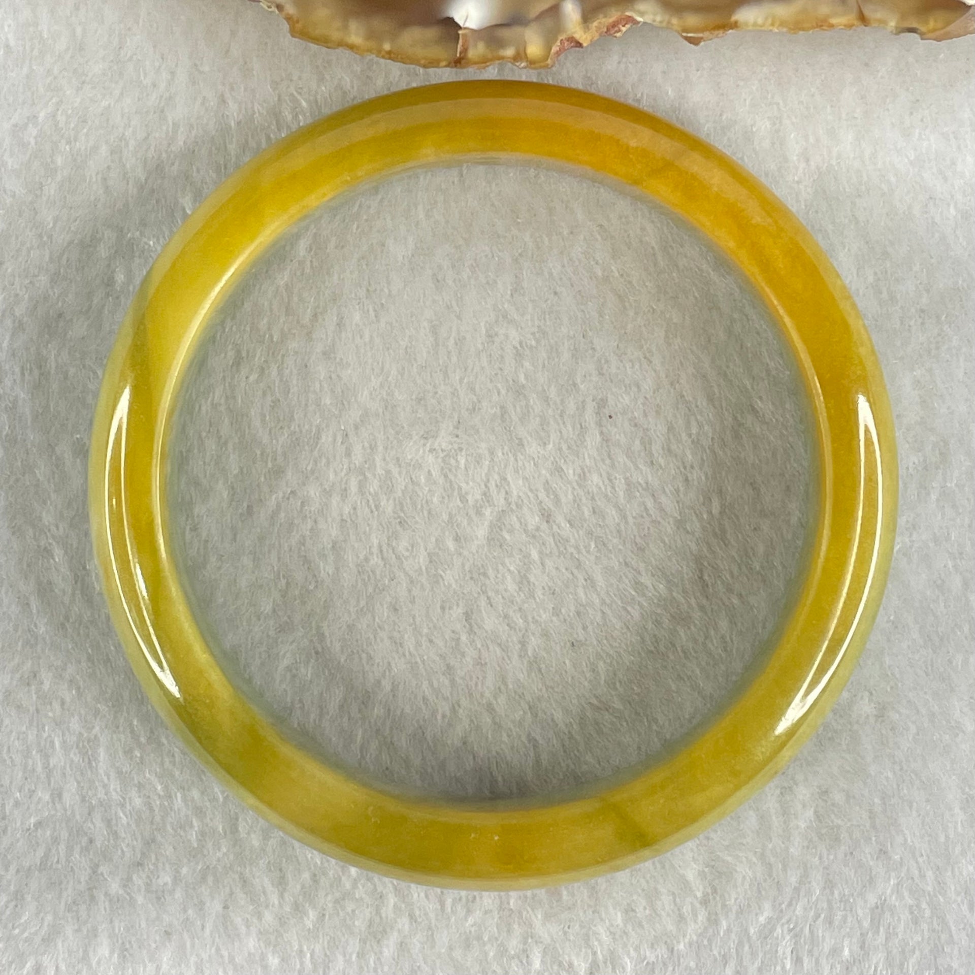 Type A Yellow with Light Green Jadeite Bangle 50.33g Inner Diameter 57.8mm 12.0 by 7.8mm (Internal Lines) - Huangs Jadeite and Jewelry Pte Ltd