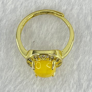 Natural Butterscotch Amber in  S925Sliver Gold Color Ring (Adjustable Size) 2.83g 9.9 by 7.9 by 4.0mm - Huangs Jadeite and Jewelry Pte Ltd