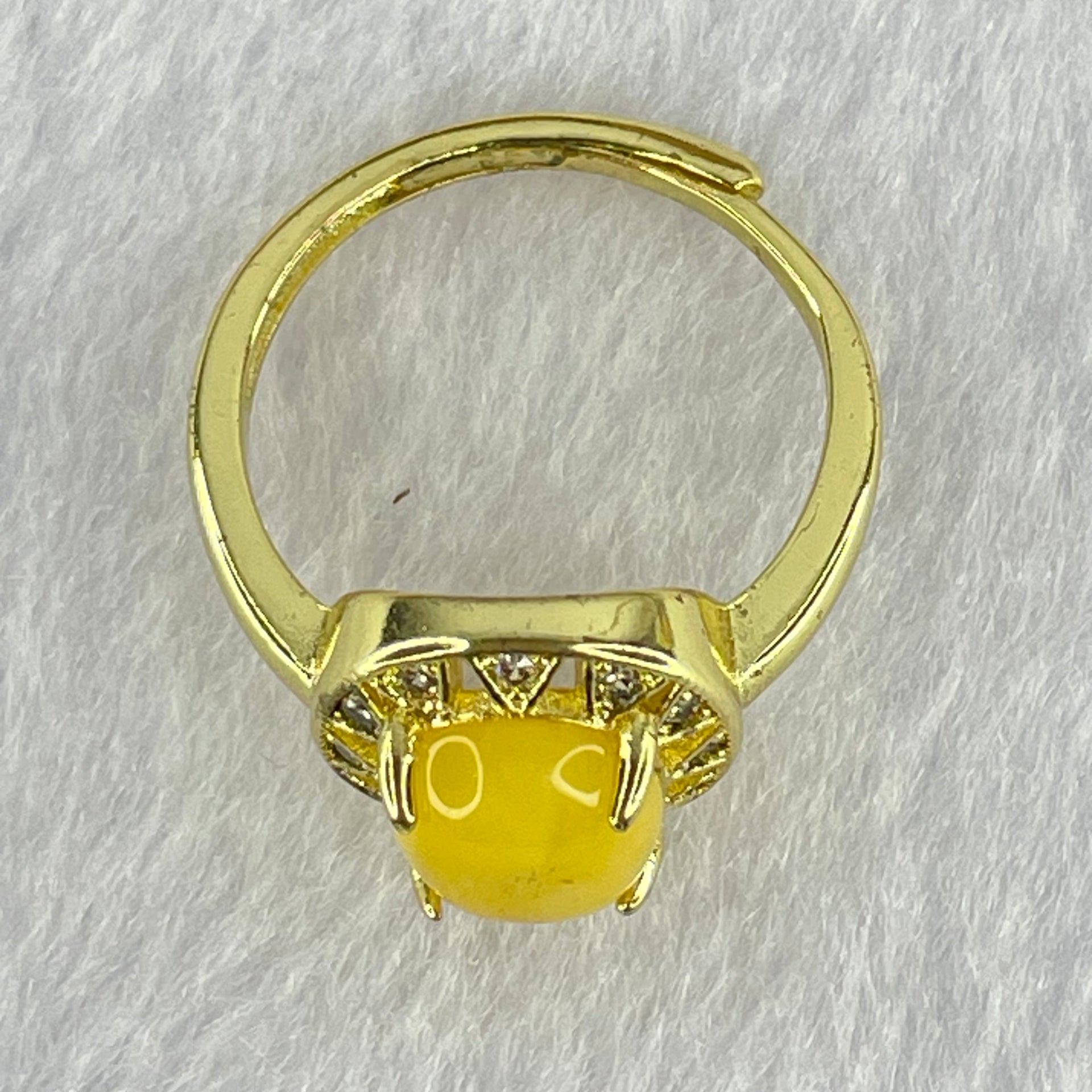 Natural Butterscotch Amber in  S925Sliver Gold Color Ring (Adjustable Size) 2.83g 9.9 by 7.9 by 4.0mm - Huangs Jadeite and Jewelry Pte Ltd