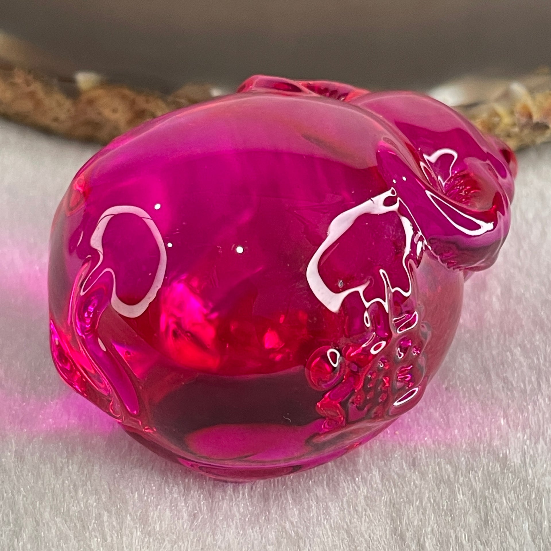 Natural Pink Liuli Ox Display 72.22g 56.3 by 40.0 by 31.5mm - Huangs Jadeite and Jewelry Pte Ltd