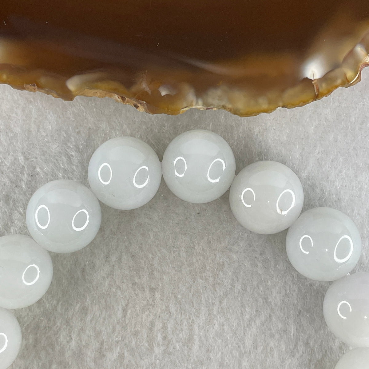 Natural Type A Faint Lavender to White Jadeite Beads Bracelet | (65.78g | 17.0cm | 13.4mm  x 16 Beads | Synergy, "Zi Qi Dong Lai" Noble Benefactor Magnet & Feng Shui Serenity Anchor)