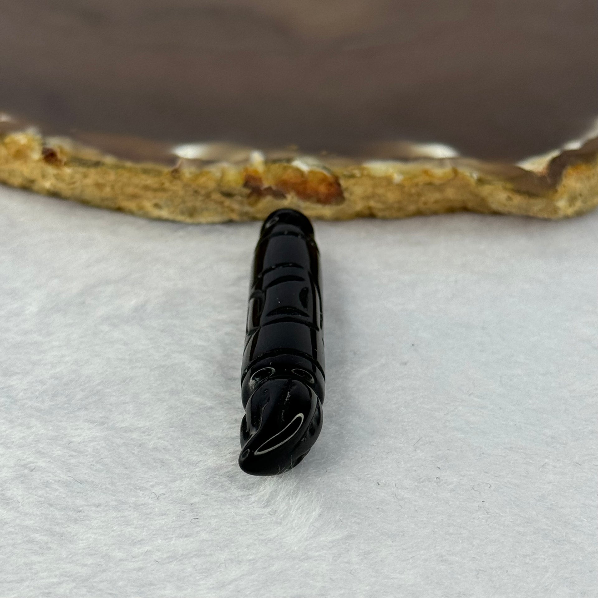 Natural Black Onyx Calligraphy Brush Pendent 6.93g 52.7 by 9.7mm - Huangs Jadeite and Jewelry Pte Ltd