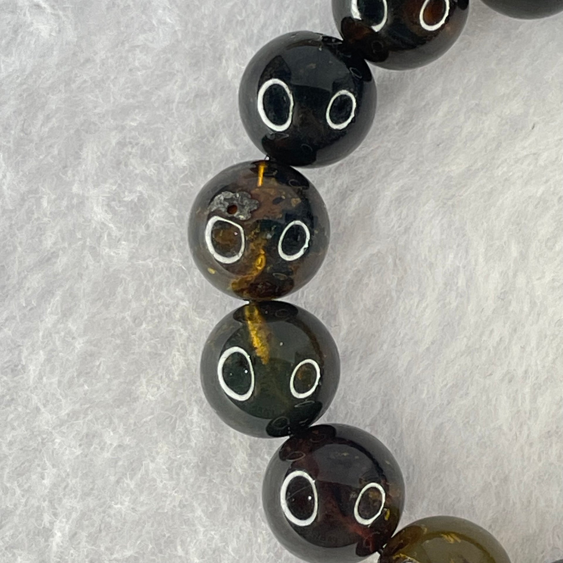 Natural Medicine Amber Beads Bracelet 天然灵草药珀手链 17.08g 17.5cm 12.3mm 17 Beads - Huangs Jadeite and Jewelry Pte Ltd