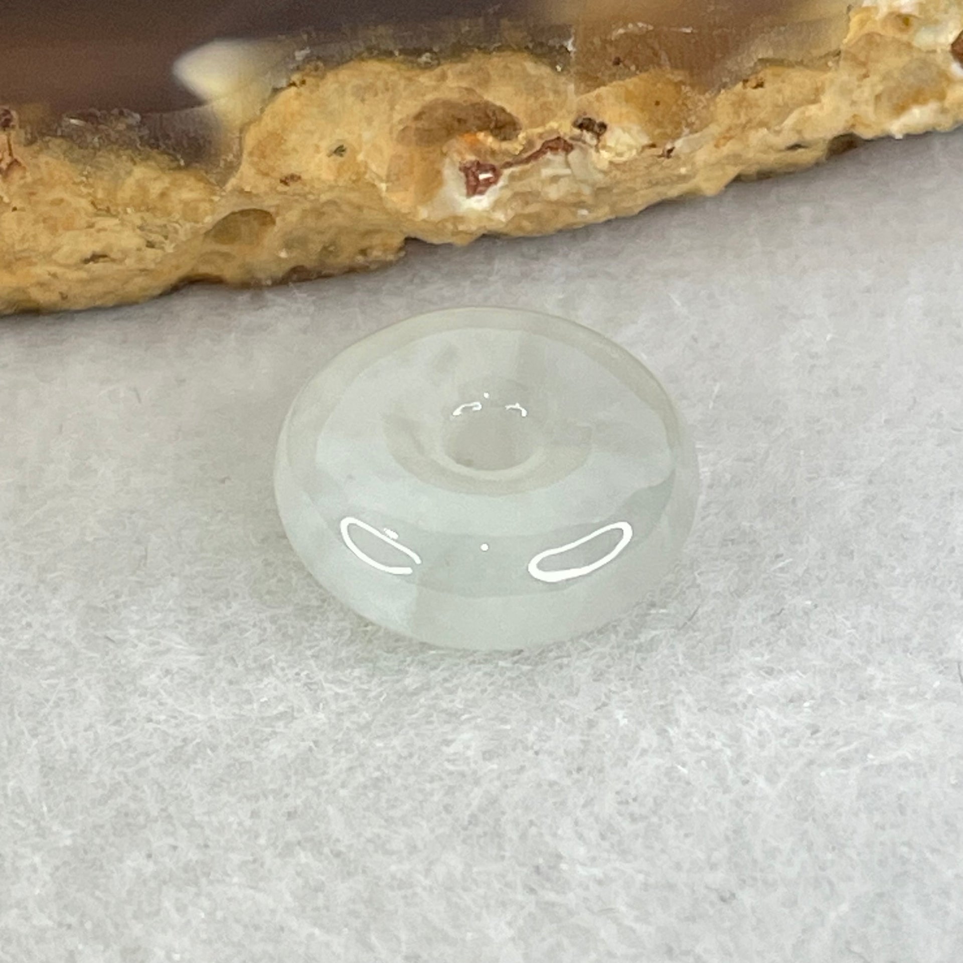 Type A Icy White Jadeite Ping An Kou Donut Charm Pendant 1.62g 12.7 by 4.8mm - Huangs Jadeite and Jewelry Pte Ltd