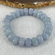 High Grade Type A Full Intense Blueish Lavender Jadeite Lotus Flower Beads Bracelet 33.91g 14cm 10.7mm 24pcs - Huangs Jadeite and Jewelry Pte Ltd