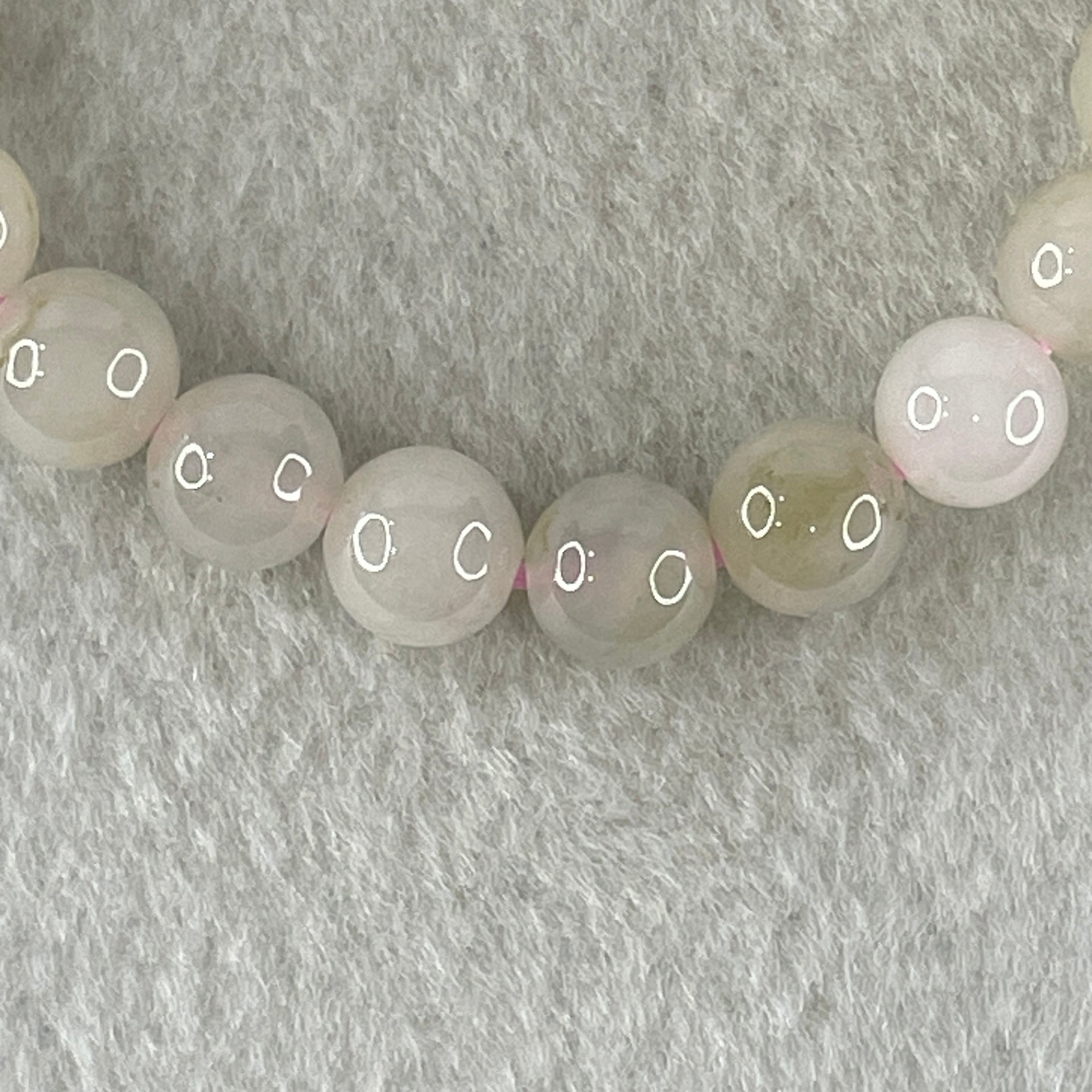 Type A White With Brownish Green Jadeite Beads Bracelet 19.25g 15cm 8.0mm 23 Beads - Huangs Jadeite and Jewelry Pte Ltd