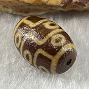 Natural Powerful Tibetan Old Oily Agate 9 Eyes Dzi Bead Heavenly Master (Tian Zhu) 九眼天诛 2.06g 13.8 by 10.0mm - Huangs Jadeite and Jewelry Pte Ltd