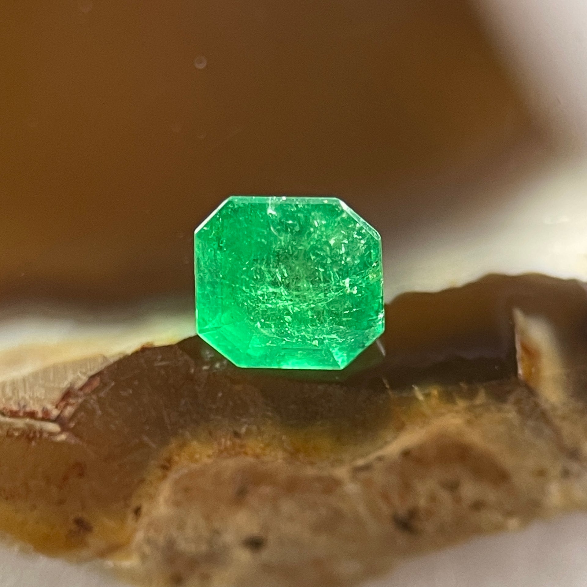 Natural Colombia Vivid Green Emerald (Beryl) Cut-Cornered Square Step cut 0.48ct 4.8 by 4.7 by 3.3mm - Huangs Jadeite and Jewelry Pte Ltd