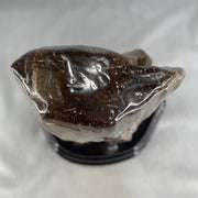 Natural Fossilised Petrified Wood Tower with Wooden Stand Display 1722.7g 185.0 by 146.2 by 110.0mm - Huangs Jadeite and Jewelry Pte Ltd