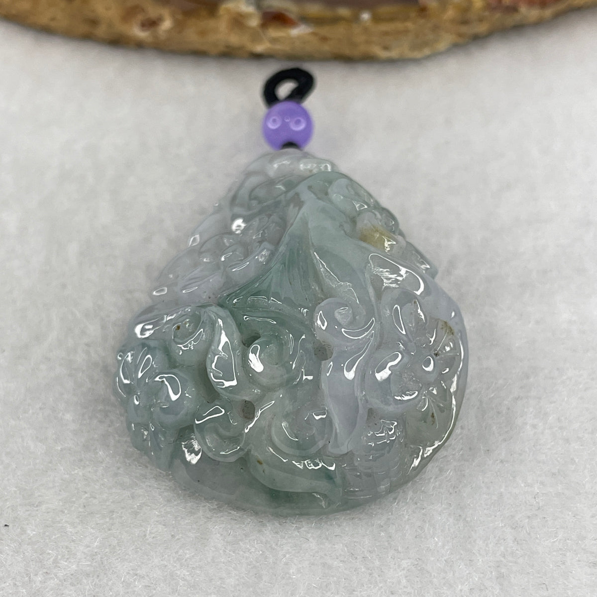 Natural Type A Jelly Lavender with Green Jadeite Phoenix with Flowers Pendant | Rebirth, Crown Elevation & Empress Majesty (37.35g | 46.3x34.8x18.0mm)