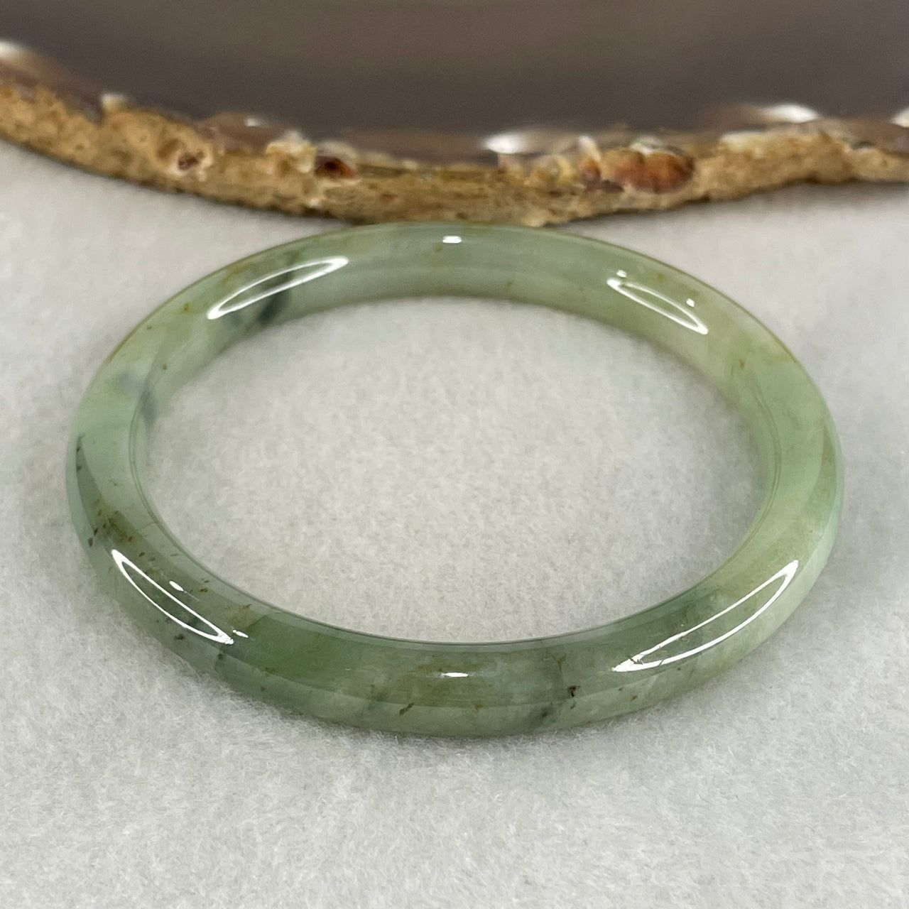 Type A Green  Jadeite Bangle 27.77g Inner Diameter 55.8mm 7.5 by 7.8mm (Internal Lines) - Huangs Jadeite and Jewelry Pte Ltd