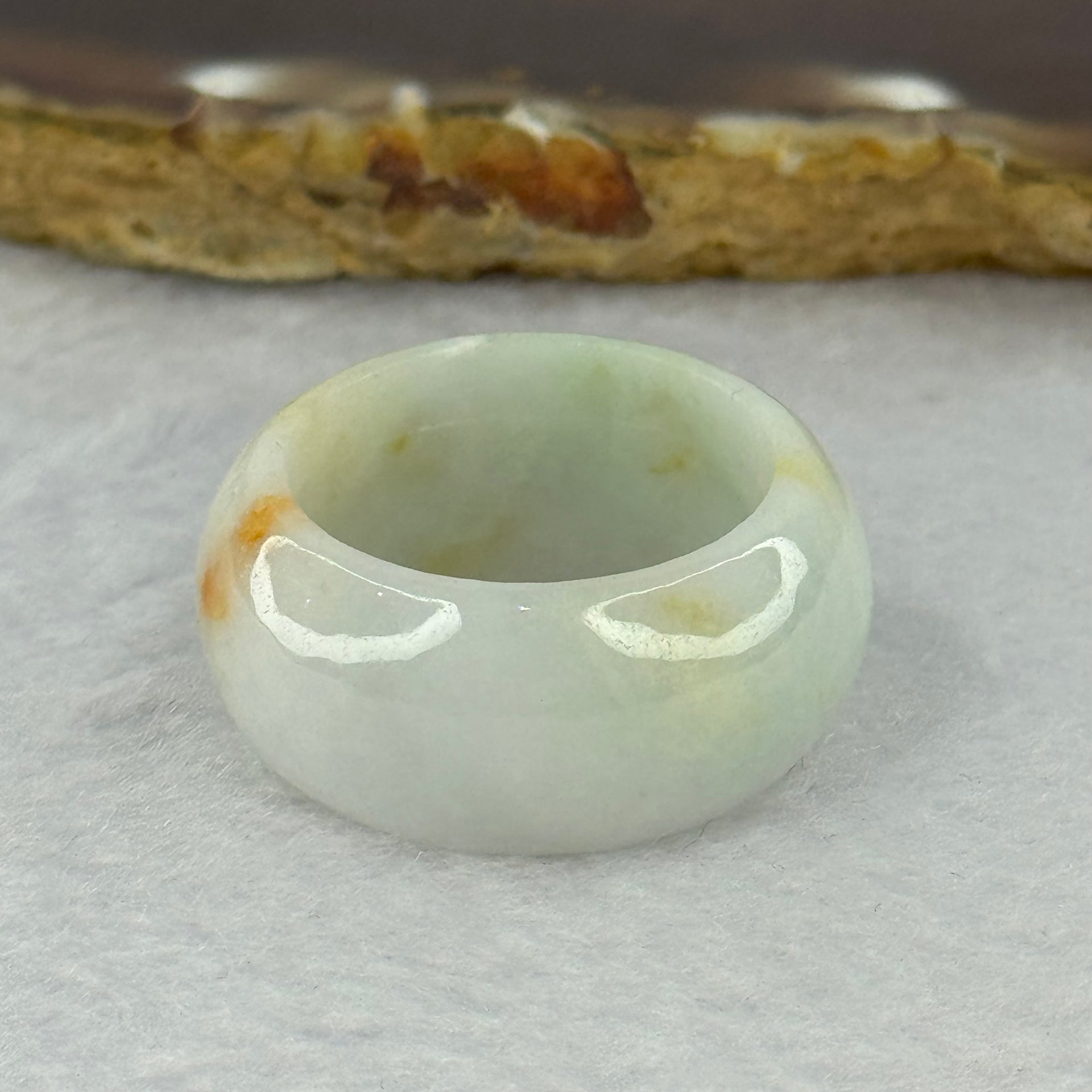 Type A Light Lavender Green with Brownish Red Patches Jadeite Ring 10.30g 12.8 by 4.2mm US10.75 HK24.25 (Slight Rough) - Huangs Jadeite and Jewelry Pte Ltd