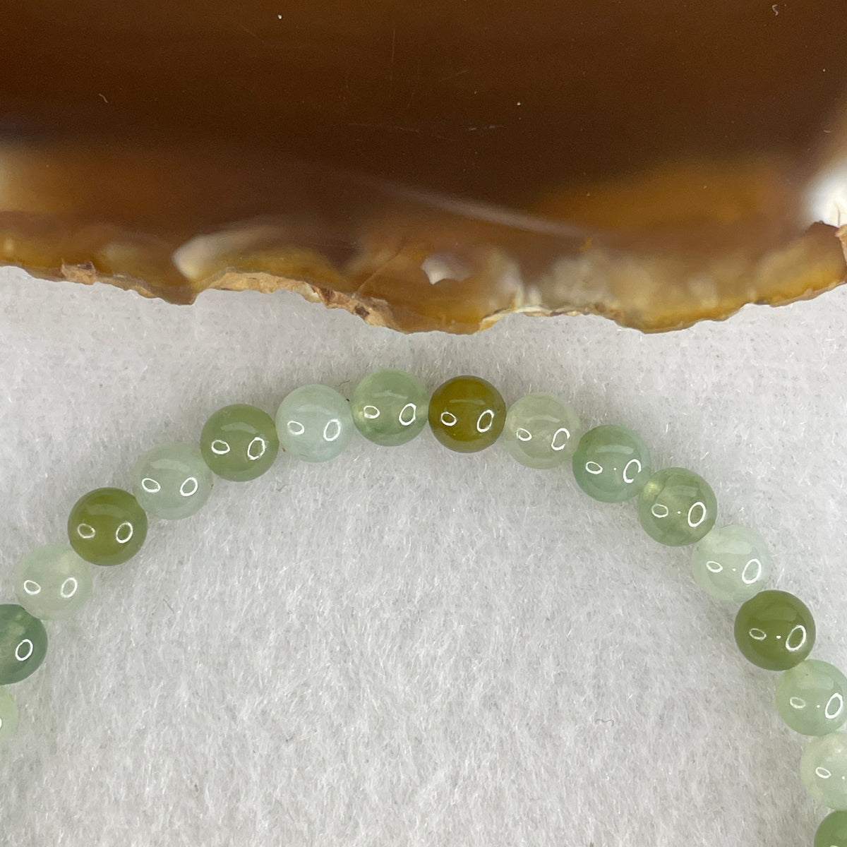 Natural Type A Semi-Icy Light Green, Blueish-Green & Yellow Jadeite Beads Bracelet | (10.45g | 17.5cm | 5.4mm | 35 Beads | Heart, Solar Plexus & Throat Chakra Synergy, Three-Star Prosperity "Fu Lu Shou" Catalyst & Feng Shui Wealth Anchor)