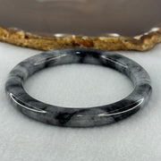 Type A Wuji Grey Black Piao Hua Jadeite Bangle Internal Diameter 55.4mm 39.68g 7.9 by 9.4mm (Slight Internal Lines) - Huangs Jadeite and Jewelry Pte Ltd