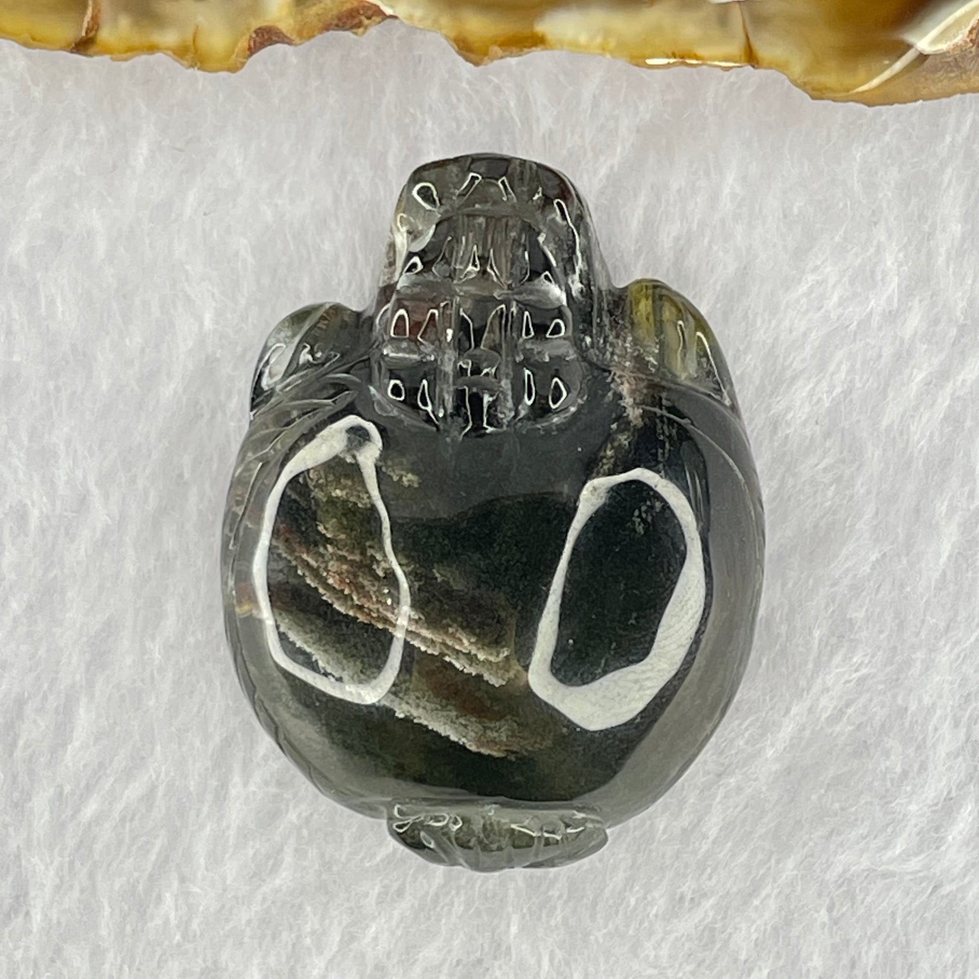 Unique Mountain Natural Green Phantom Quartz Dragon Tortoise Pendant 26.10g 39.2 by 30.3 by 16.7mm - Huangs Jadeite and Jewelry Pte Ltd